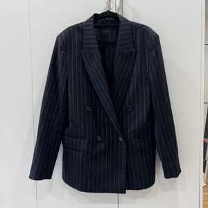 Navy and White Pinstripe Wool Blazer from & Other Stories size 8